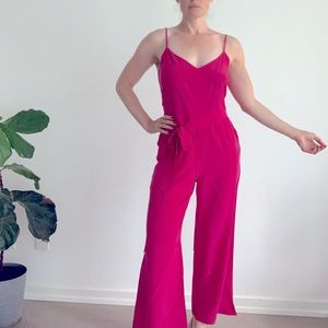 L’AGENCE sleeveless pink romper jumpsuit. Spaghetti straps   Pantsuit 100% silk
